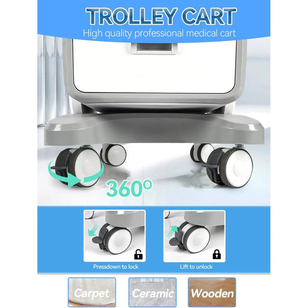 Globlastar Multi-Use Medical & Salon Trolley Cart with 2 Drawers – ABS Professional Rolling Utility Cart for Spa, Clinic, Hospital & Office