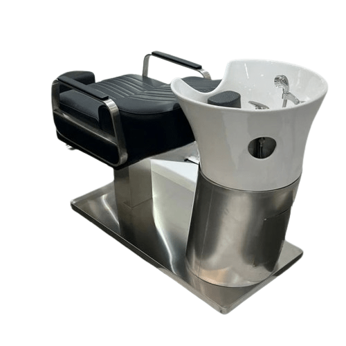 Global Star High-End Shampoo Chair: Half-lying design, deep ceramic basin for salons.pen_spark
