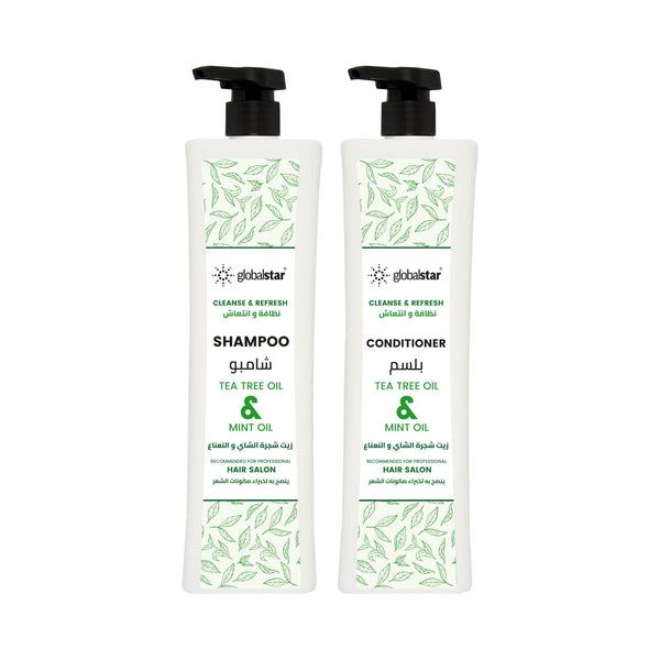 Globalstar Tea Tree & Peppermint Oil Hair Shampoo – Soothing, Anti-Dandruff & Hydrating – 1000ml