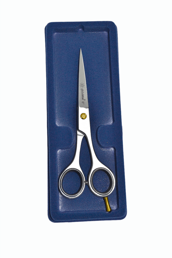 مقص حلاقة احترافي من جلوبال ستار، مقاس 6 بوصات، مصنوع من الفولاذ المقاوم للصدأ مع قبضة مطاطية - مقصات قص شعر دقيقة