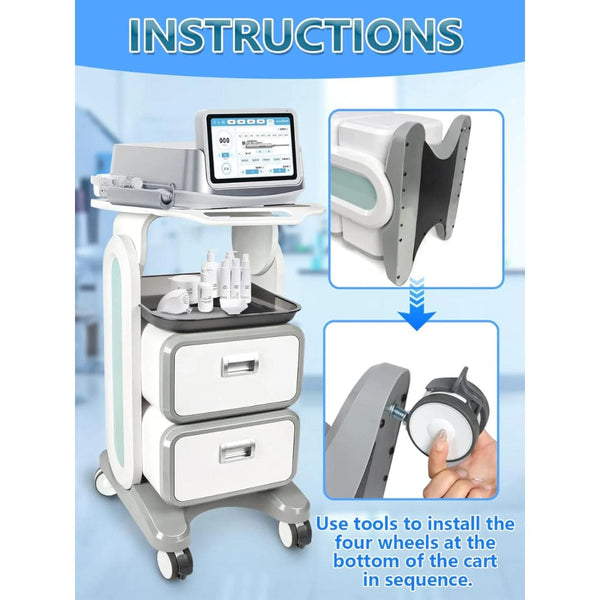 Globlastar Multi-Use Medical & Salon Trolley Cart with 2 Drawers – ABS Professional Rolling Utility Cart for Spa, Clinic, Hospital & Office