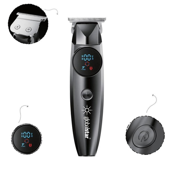 Global Star GS-9023 Hair Trimmer with USB Type-C - 6 Comb Attachments | Precision Grooming for Men