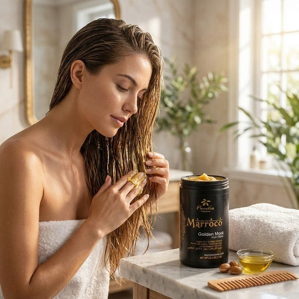 Floractive MARROCO Golden Plus Mask 1Kg – Deep Hydration & Frizz Control Hair Treatment with Argan Oil and Silk Amino Acids