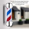 Globalstar 72cm Classic Barber Pole Light - Silver Red White Blue Stripes, Iconic Barber Shop Decor