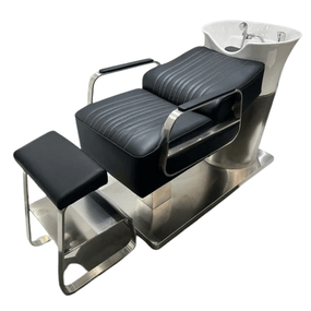 Global Star High-End Shampoo Chair: Half-lying design, deep ceramic basin for salons.  pen_spark
