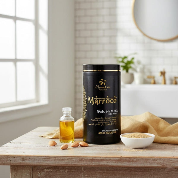 Floractive MARROCO Golden Plus Mask 1Kg – Deep Hydration & Frizz Control Hair Treatment with Argan Oil and Silk Amino Acids