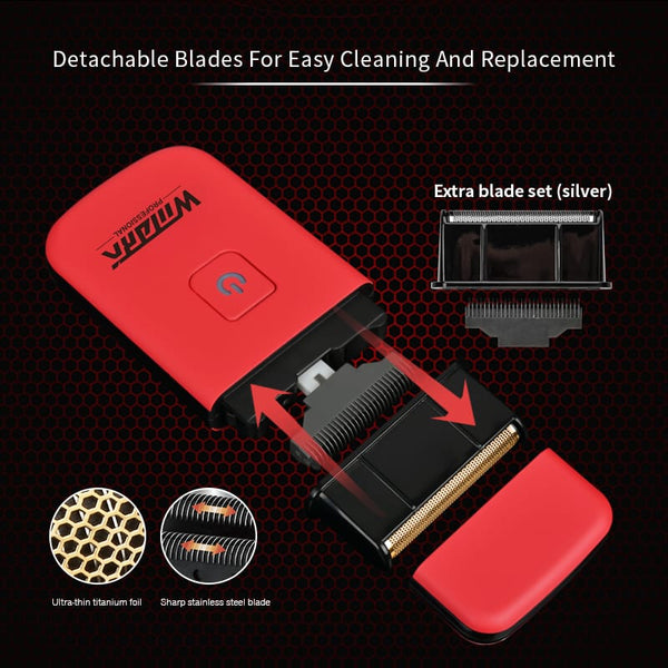 WMARK NG-7901 Mini Barber Shaver 8800RPM High Speed Golden Titanium Foil USB-C Rechargeable