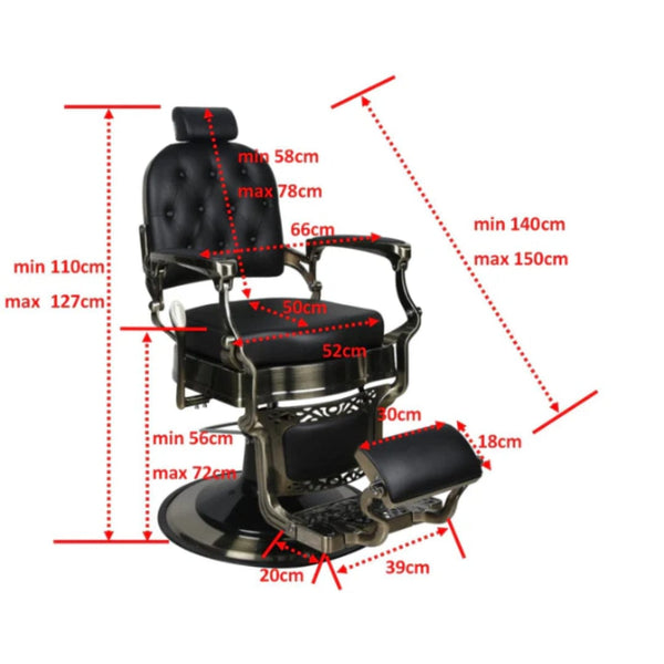 Globalstar BC-2004 Classic Gold Leather Barber Chair – Green Upholstery with Hydraulic Lift & 360° Swivel