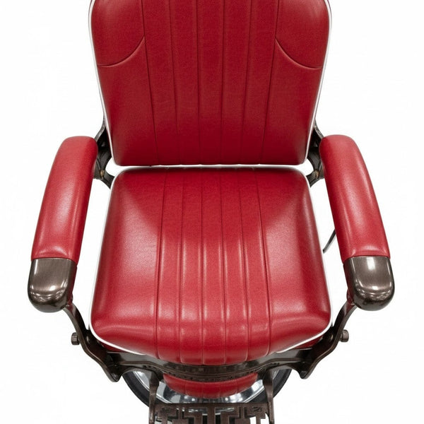 Globalstar DY-6611 Red Barber Chair – Soft Leather 360° Rotating with Silver Base