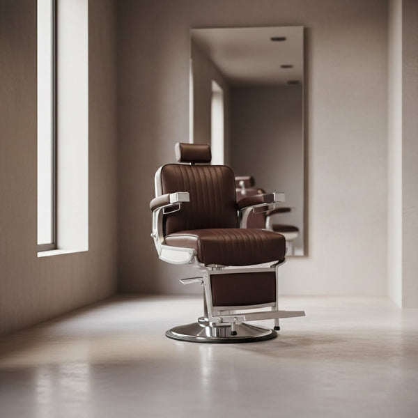Globalstar DY-11 Red and Brown Barber Chair – Soft Leather 360° Rotating Professional Salon Chair