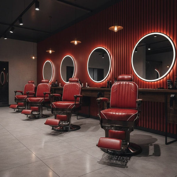 Globalstar DY-6611 Red Barber Chair – Soft Leather 360° Rotating with Silver Base