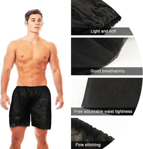 Globalstar Disposable Exam Shorts - Unisex Non-Woven Medical Patient Shorts with Elastic Waistband