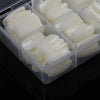 Globalstar 500pcs Natural Acrylic Full Cover Artificial False Nails Tips with Storage Box for Home and Salon Manicures