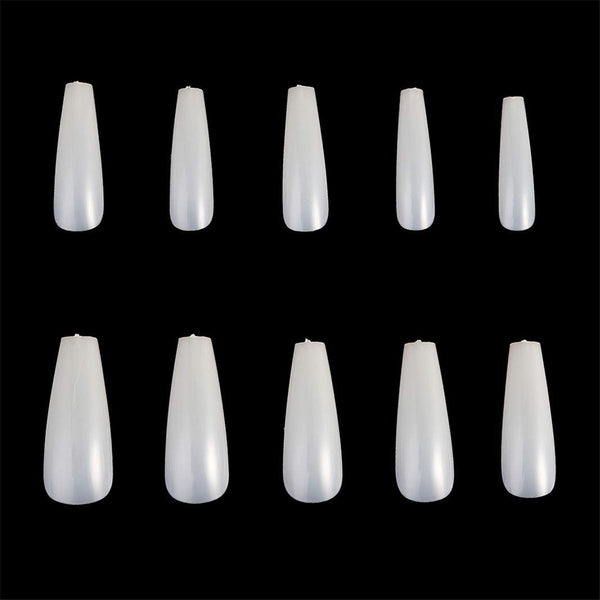 Globalstar 500PCS Coffin Nail Tips - Long Ballerina Acrylic Fake Nails, Extra Natural False Nails (10 Sizes)