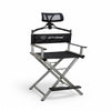 Globalstar Foldable Tall Makeup Chair Silver with Headrest – Portable Director & Makeup Artist Chair