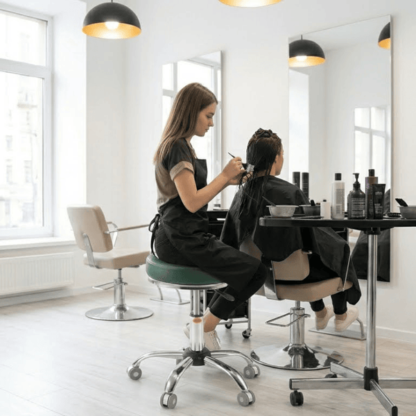 Globalstar Sage Green Professional Salon Stool 3018SX-GQ – Adjustable Hydraulic Rolling Stool with Chrome Base