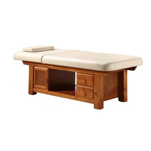 Globalstar Massage Bed with Drawers: Beige Spa Bed for Professional Massage and Therapy