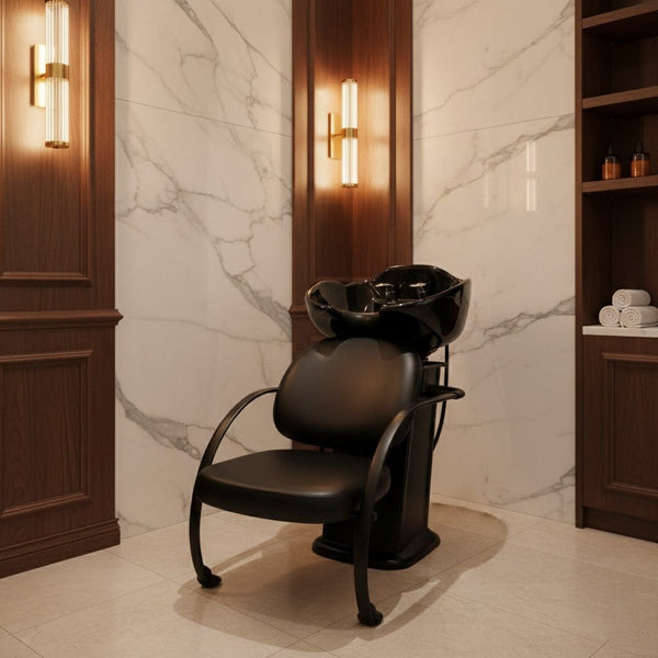 Globlastar Black Professional Shampoo Chair –Comfortable Salon Backwash Unit