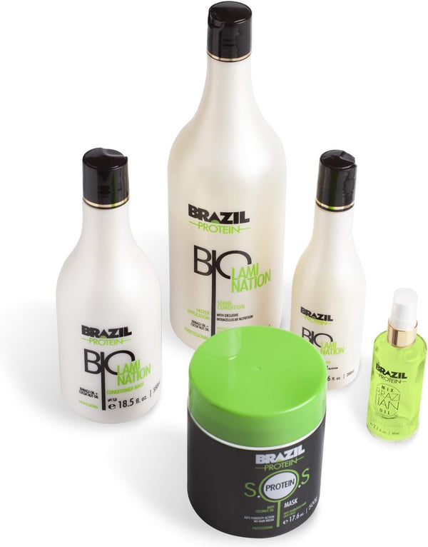 مجموعة علاج بروتين Bio Lamination Nano Gel - تتضمن 1000 مل من العلاج، وشامبو للعناية اللاحقة 300 مل، وبلسم 300 مل