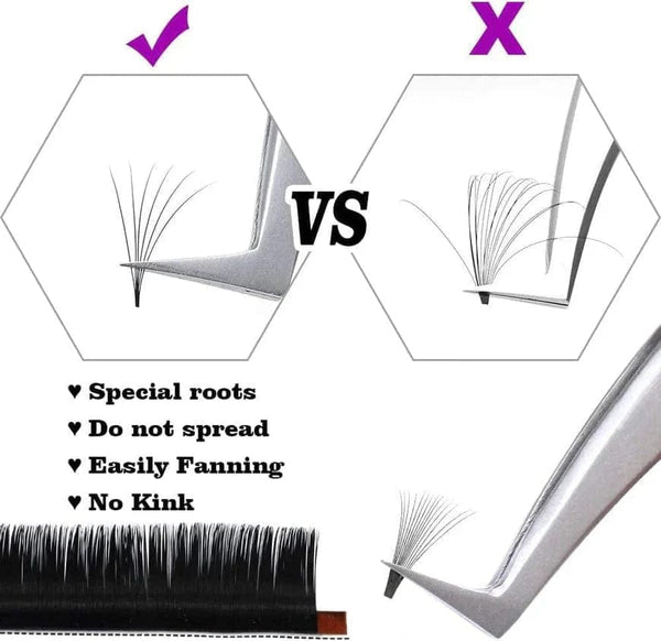 Globalstar Russian Eyelash Extensions - Self Fanning, 0.03C Mix Curl, 12 Rows