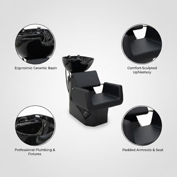 Globalstar SB-4017 Shampoo Chair with Black Basin – Professional Salon Backwash Unit
