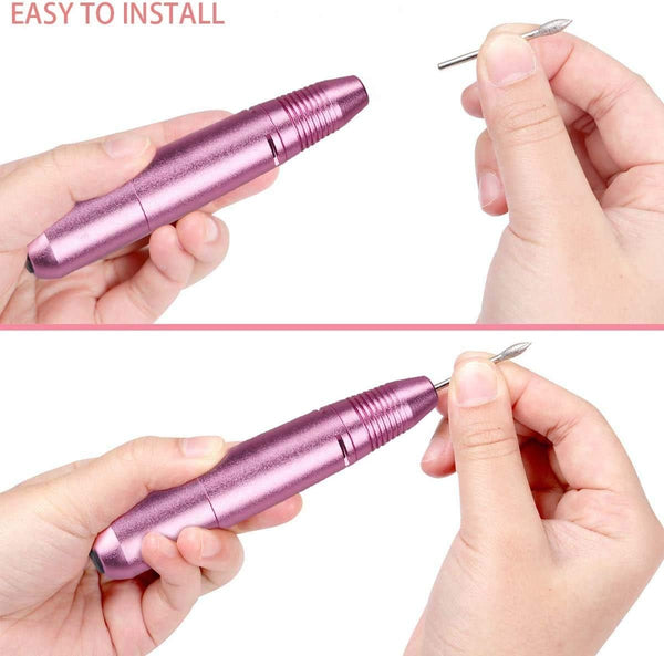 Globalstar Professional Pink Electric Nail Drill Pen - Portable Manicure & Pedicure Tool for Salon-Quality Results at Home