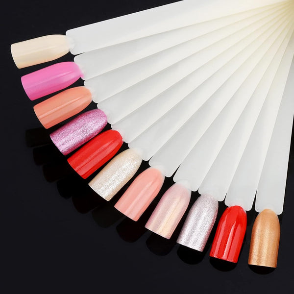 Globalstar Natural Nail Art Practice Tips - 50 Pieces Fan-Shaped Color Display with Mounting Screw