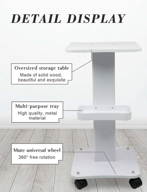 Globalstar Professional Salon & Beauty Trolley – Portable Medical Device Cart with Lockable Wheels, ABS & Aluminum Stand – White