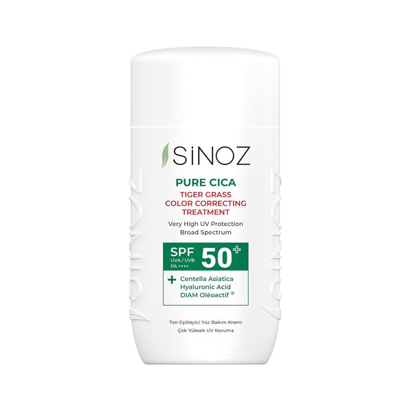 Sinoz Pure Cica Tiger Grass Correcting Cream SPF50+ – Color-Changing, Redness Repair & UV Protection, 50ml