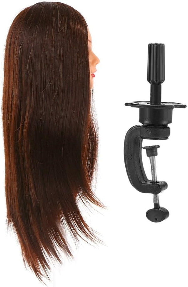 Globalstar 30% Human Hair Mannequin Head with Clamp Holder - 24'' Perfect for Braiding & Styling Practice