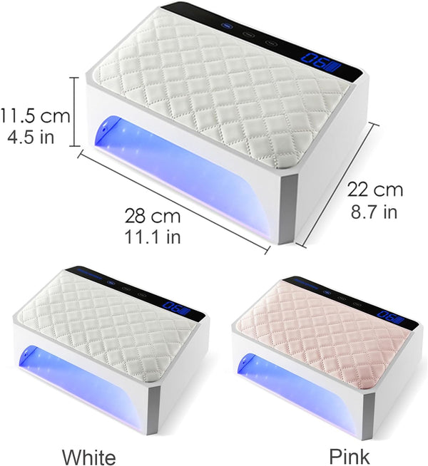 مصباح أظافر LED UV قابل لإعادة الشحن بمقبضين من Globalstar بقوة 178 وات مع وسادة من البولي يوريثان - مجفف أظافر لاسلكي احترافي