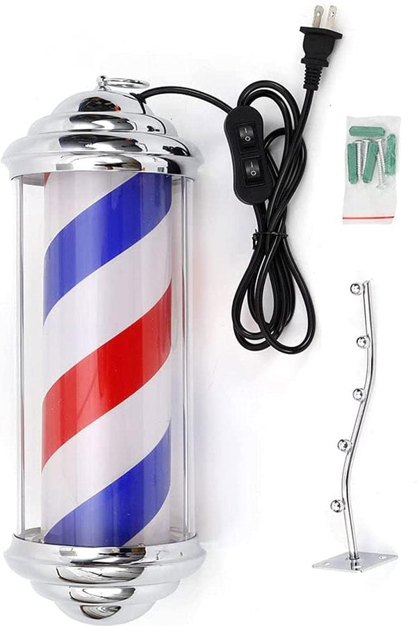 Globalstar Wall Mount Weatherproof Barber Pole - Rotating Salon Decor for a Classic Barber Shop Look