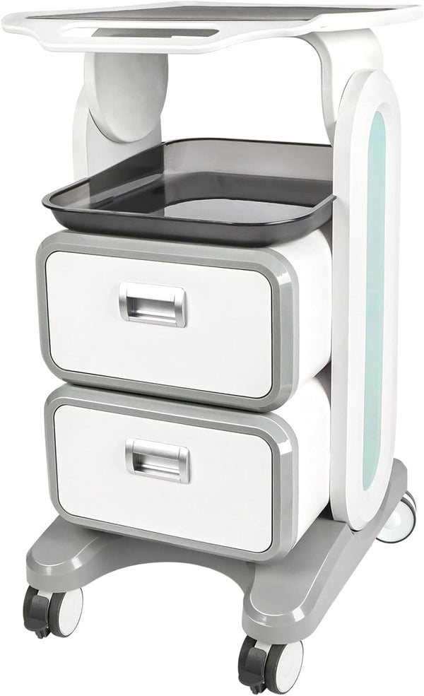 Globlastar Multi-Use Medical & Salon Trolley Cart with 2 Drawers – ABS Professional Rolling Utility Cart for Spa, Clinic, Hospital & Office