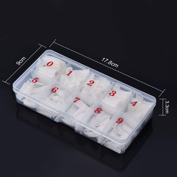 Globalstar 500PCS Clear Acrylic Nail Tips - French Style Artificial False Tips for Salon & DIY Manicures