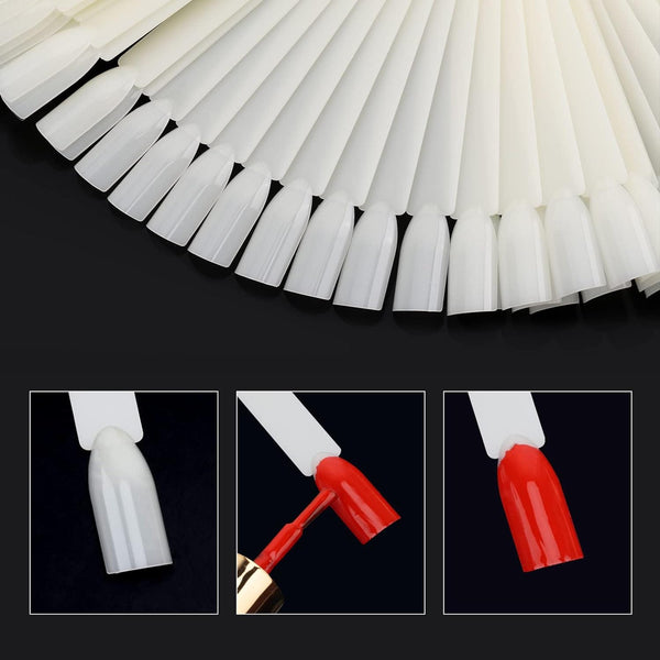 Globalstar Natural Nail Art Practice Tips - 50 Pieces Fan-Shaped Color Display with Mounting Screw