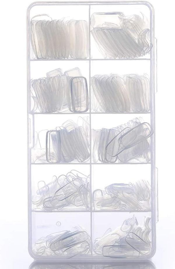 Globalstar 500pcs Clear Acrylic Style False Nail Tips with Box - Professional Salon Manicures