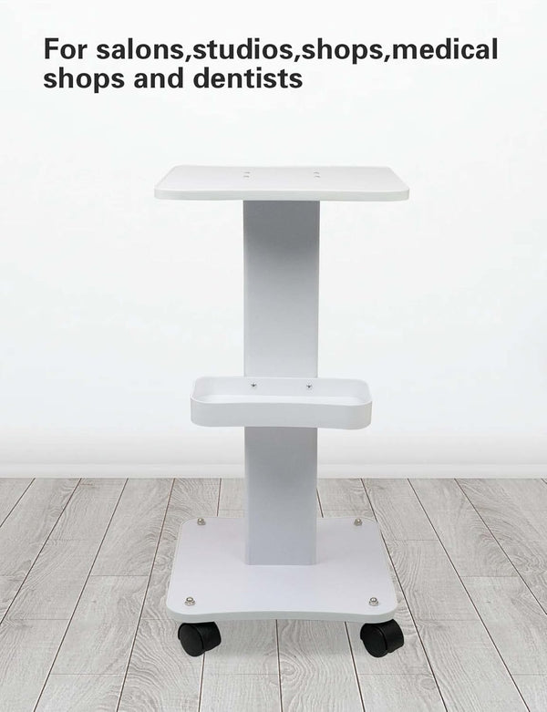 Globalstar Professional Salon & Beauty Trolley – Portable Medical Device Cart with Lockable Wheels, ABS & Aluminum Stand – White
