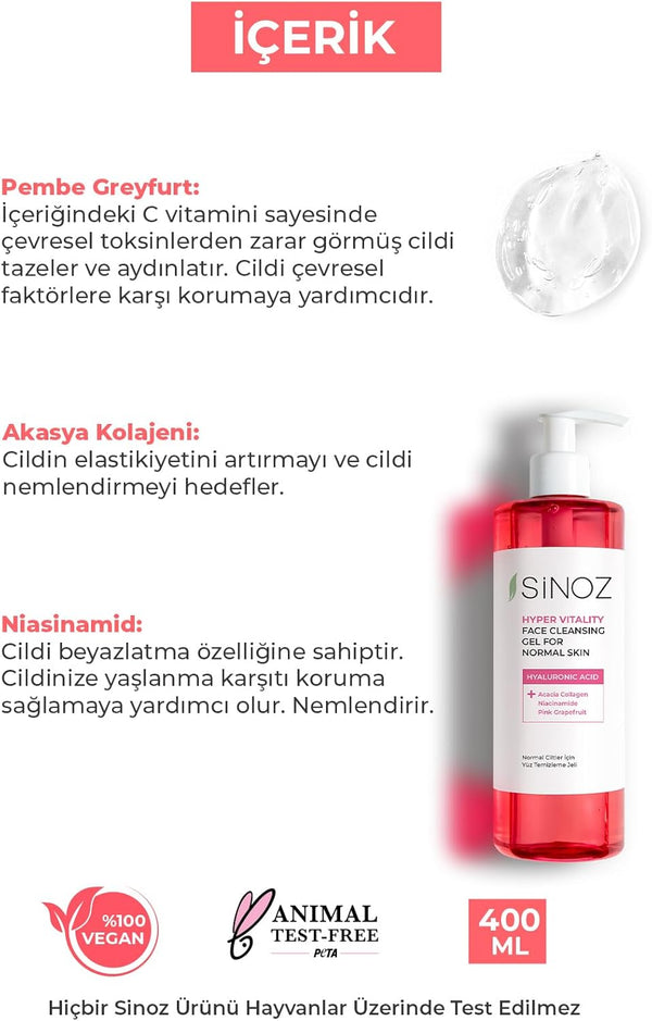 Sinoz Hydrapro Face Cleansing Gel – Deeply Moisturizing Cleanser for Normal Skin, 400ml