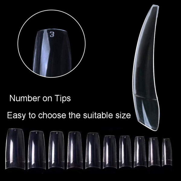 Globalstar 500PCS Clear Acrylic Nail Tips - French Style Artificial False Tips for Salon & DIY Manicures