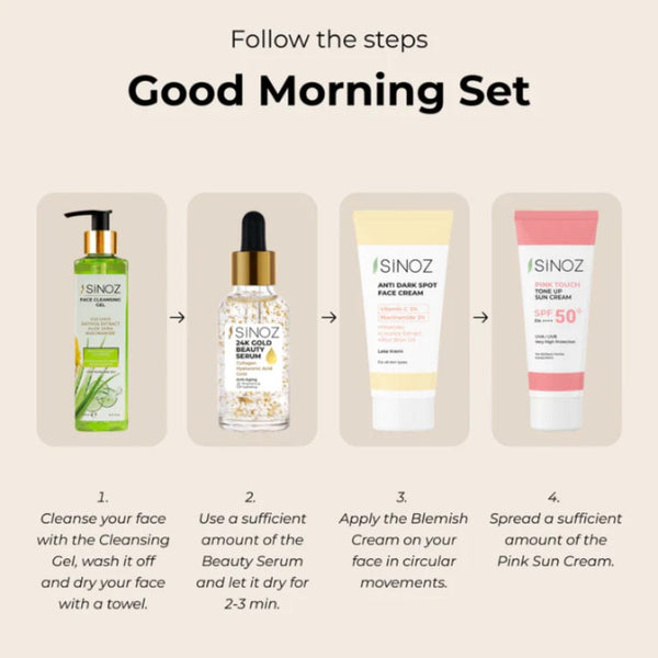 Sinoz Good Morning Set – Daily Glow, Deep Cleansing, & SPF Protection
