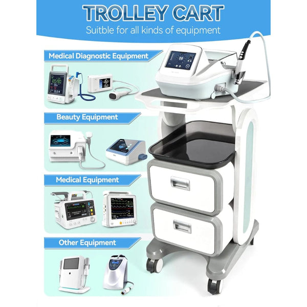 Globlastar Multi-Use Medical & Salon Trolley Cart with 2 Drawers – ABS Professional Rolling Utility Cart for Spa, Clinic, Hospital & Office