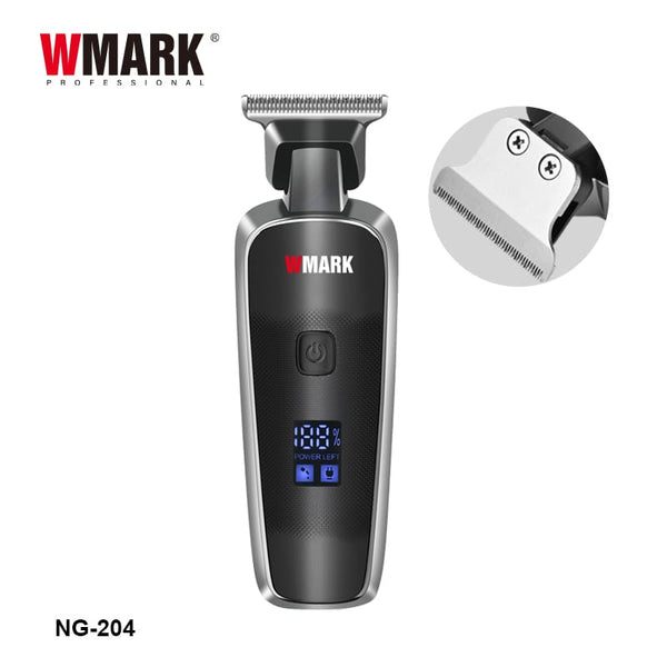 WMARK NG-204 Digital Display Barber Trimmer Powerful Rotary Motor Cordless Hair Clipper 90 Min Runtime Black
