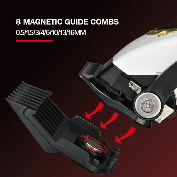 WMARK NG-7230 Professional Hair Clipper Stainless Steel DLC Blades - Charging Base 150min Battery Black