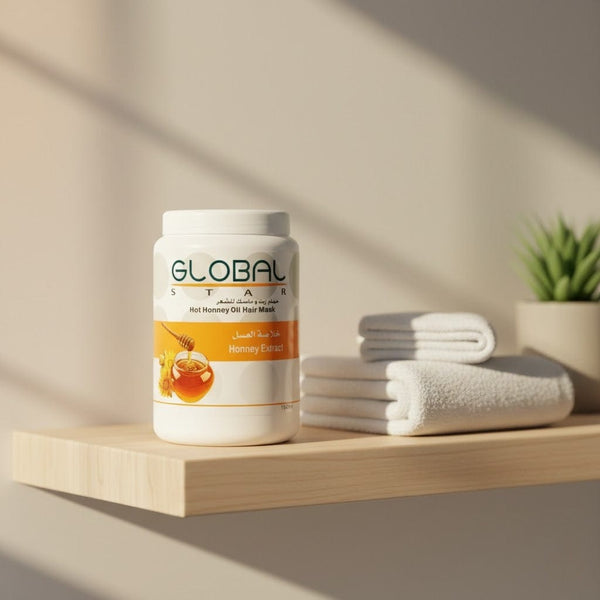 قناع الشعر بالزيت الساخن من جلوبال ستار بخلاصة العسل 1500 مل