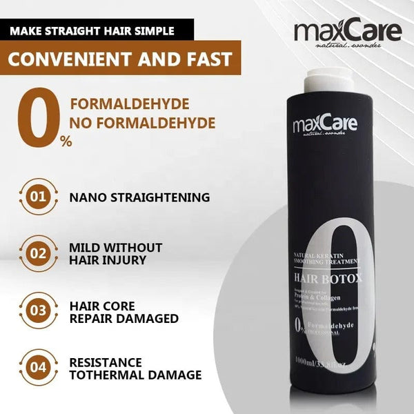 Maxcare Brazilian Keratin Hair Treatment - 1000ml Botulinum Therapy for Silky Straight Hair