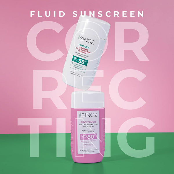 Sinoz Pure Cica Tiger Grass Correcting Cream SPF50+ – Color-Changing, Redness Repair & UV Protection, 50ml