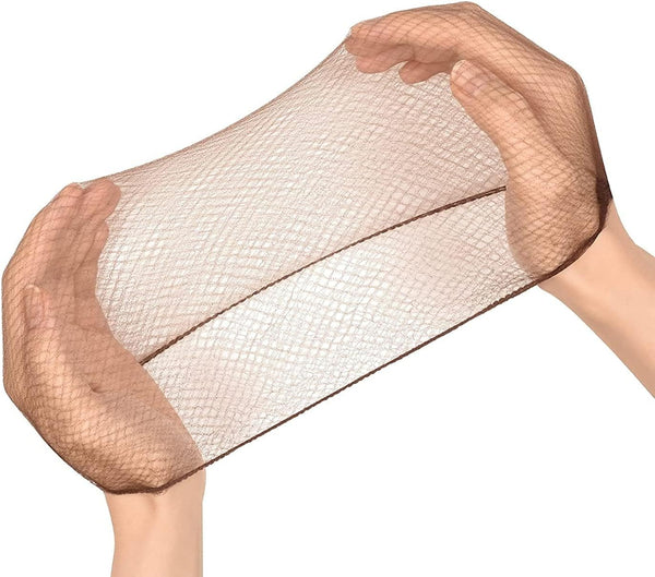 Globalstar 144-Piece Brown Nylon Hairnets - Durable and Comfortable Elastic Edge Mesh Hair Accessories