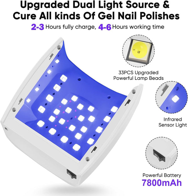 مصباح أظافر LED UV بقوة 72 واط من Globalstar - مصباح أظافر قوي قابل لإعادة الشحن