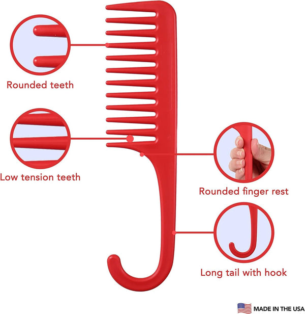Globalstar Allegro Combs #1002 Wide Tooth Comb Red - The Ultimate Detangling Companion for Curly Locks