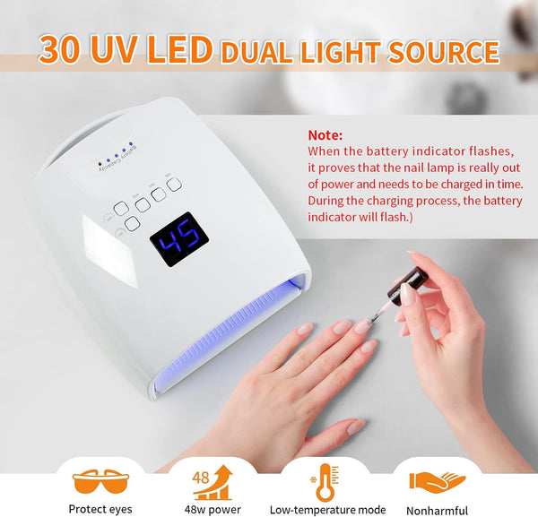 Globalstar Starliddy Dream 48W UV LED Nail Lamp - Rechargeable Gel Light Dryer